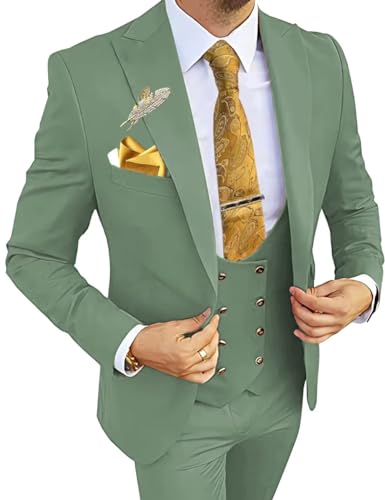 Wangyue Herrenanzüge, 3-teilig, schmale Passform, Anzüge für Herren, zweireihig, für Business, Hochzeit, Abschlussball, Smoking, Z-dusty Sage, S Wangyue Herrenanzüge, 3-teilig, schmale Passform, Anzüge für Herren, zweireihig, für Business, Hochzeit, Abschlussball, Smoking, Z-dusty Sage, S von Wangyue