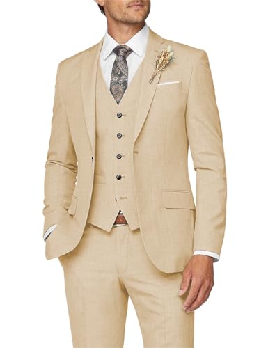 Wangyue Herrenanzug, 3-teilig, schmale Passform, Anzug für Herren, formeller Business-Anzug, Hochzeit, Bräutigam, Abschlussball, Smoking, Dinner-Party, Champagner, XX-Large Wangyue Herrenanzug, 3-teilig, schmale Passform, Anzug für Herren, formeller Business-Anzug, Hochzeit, Bräutigam, Abschlussball, Smoking, Dinner-Party, Champagner, XX-Large von Wangyue