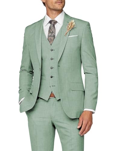 Wangyue Herrenanzug, 3-teilig, schmale Passform, Anzug für Herren, formeller Business-Anzug, Hochzeit, Bräutigam, Abschlussball, Smoking, Dinner-Party, Salbeigrün, M Wangyue Herrenanzug, 3-teilig, schmale Passform, Anzug für Herren, formeller Business-Anzug, Hochzeit, Bräutigam, Abschlussball, Smoking, Dinner-Party, Salbeigrün, M von Wangyue