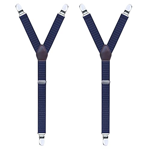 WannGe Mens Shirt Stays Adjustable Elastic Y-Style Garter Straps Socks Non-slip Clamps, Dot Darkblue/White 1 pair von WannGe