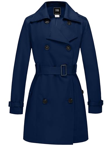 Wantdo Damen Trenchcoat Lang Mantel Frühling Winddicht Sommermantel Übergang Elegant Mäntel Frühlingsmantel Schulterklappen mit Gürtel Slim Fit Jacken Navy 40 Wantdo Damen Trenchcoat Lang Mantel Frühling Winddicht Sommermantel Übergang Elegant Mäntel Frühlingsmantel Schulterklappen mit Gürtel Slim Fit Jacken Navy 40 von Wantdo