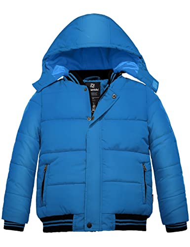 Wantdo Jungen Winter Warm Fleece Mantel Verdickte Baumwolle Gepolstert Jacke Winddichte Oberbekleidung Mantel Outdoor Kapuze Jacke Blau 128-134 von Wantdo