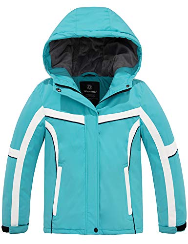 Wantdo Mädchen Ski Jacke Fleece Berg Jacke Winddicht Warm Winter Mantel Isoliert Snowboard Parka Wintermäntel Kapuze Parka Blau 152-158 von Wantdo