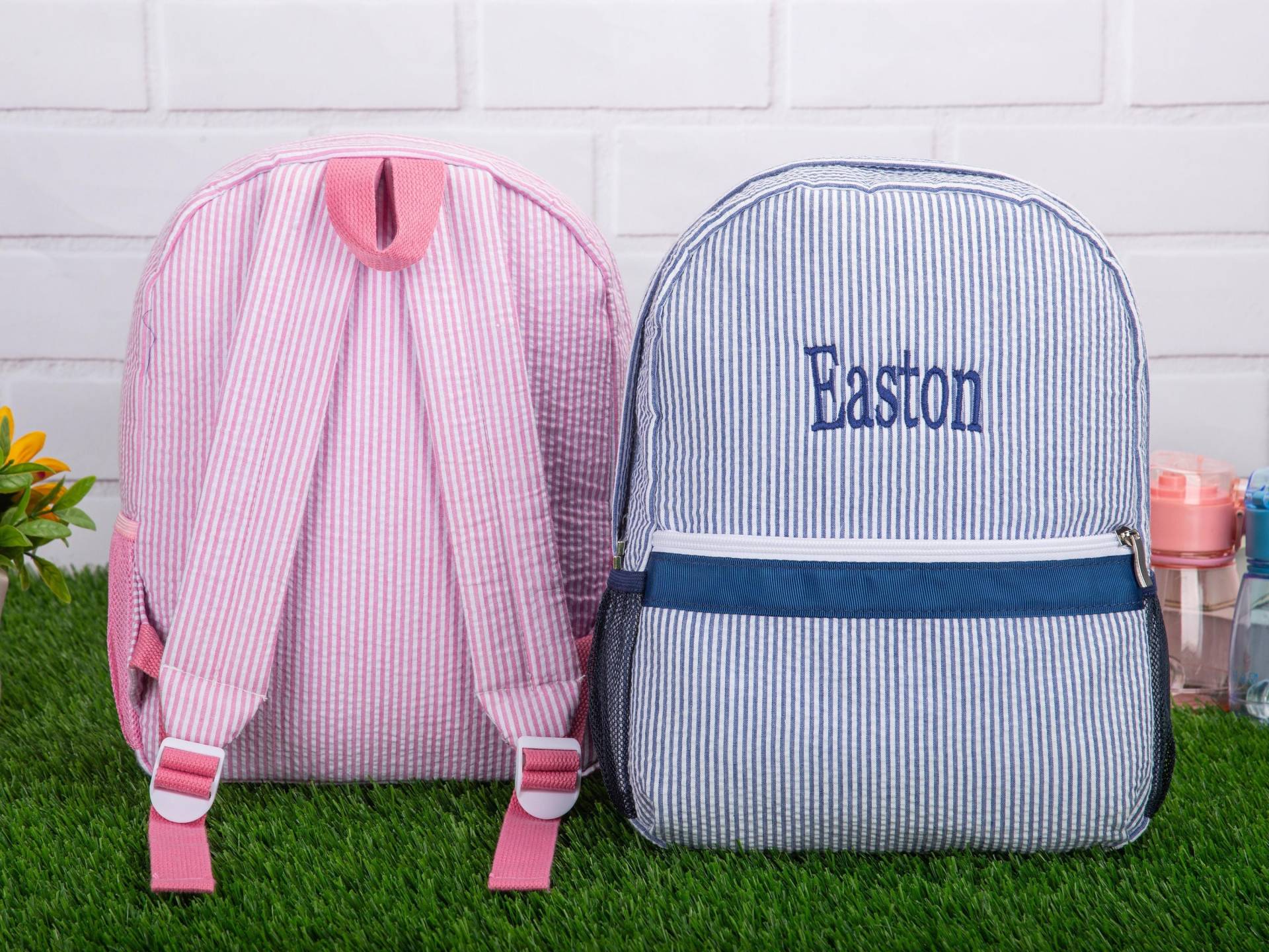 Personalisierte Babyrucksack, Kinder Schultasche, Monogrammierte Kinderrucksack, Seersucker Rucksack, Vorschule Buchtasche, Individuelles Baby von WantingStudio