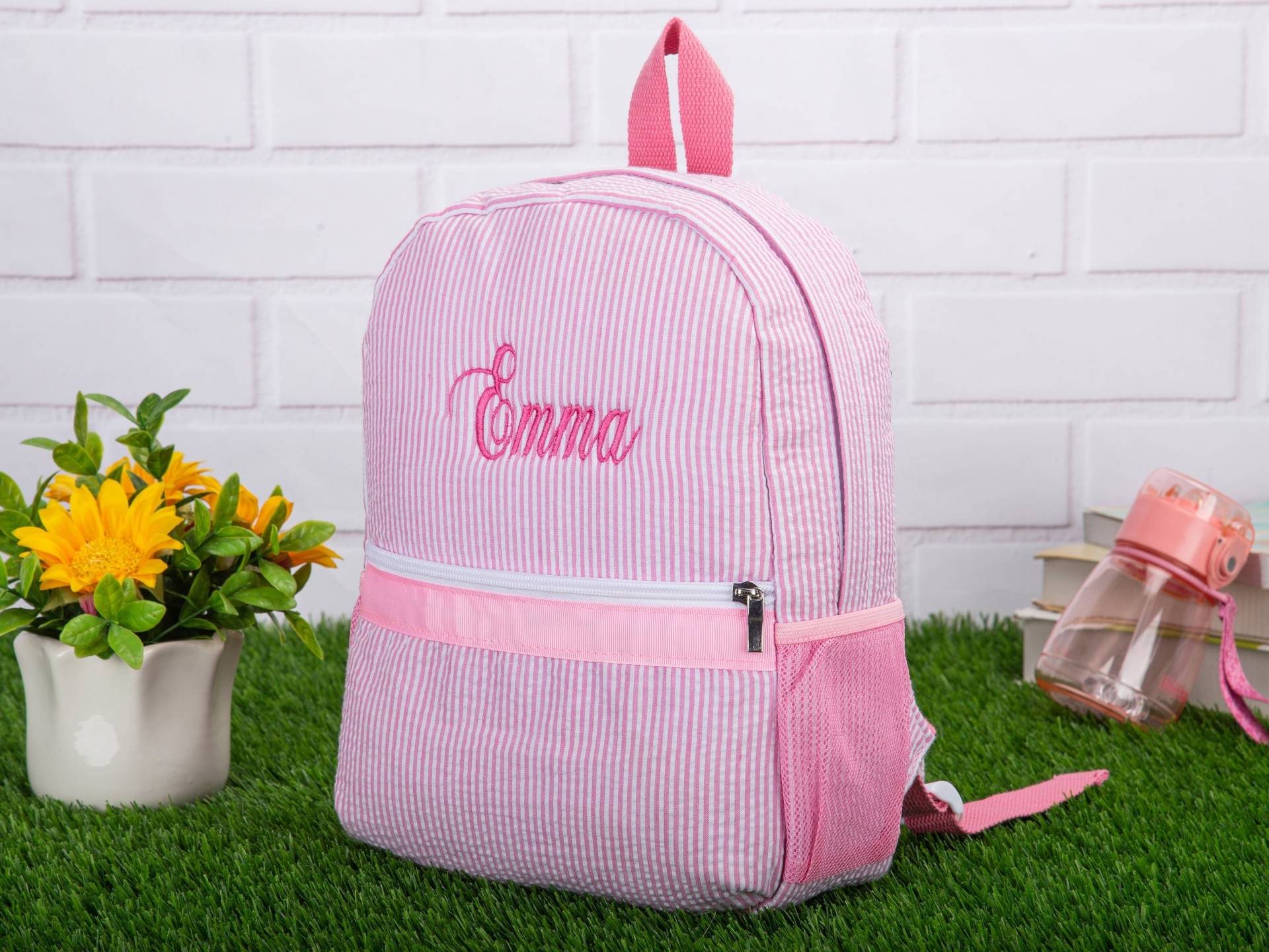 Personalisierter Rucksack Für Kleinkinder, Bestickte Babyrucksack, Kinder-Seersucker-Rucksack, Kinder-Schultasche, Vorschul-Buchtasche, Geschenke von WantingStudio