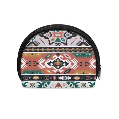 Wanyint Mini-Münzgeldbörse, kleine Münzbörse mit Reißverschluss, Kosmetiktasche, Münzhalter für Männer und Frauen, Azteken-Tribal-Stil, Münztasche von Wanyint