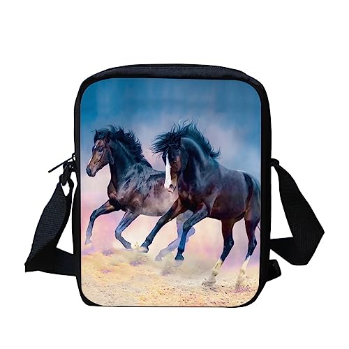 Wanyint Pfauen-Druck Messenger Bag Crossbody Taschen für Damen Herren Umhängetasche mit verstellbaren, Laufpferd von Wanyint