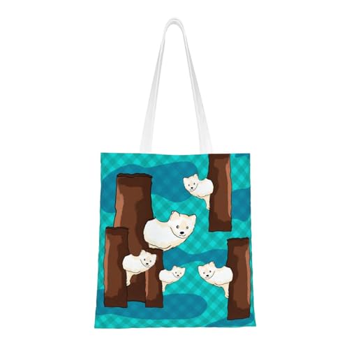 White Bear Family Damen-Canvas-Tragetasche, wiederverwendbare Umhängetasche, ein schönes, umweltfreundliches Geschenk für Mädchen, Lehrer, Mütter., Süßer kleiner Waschbär, Einheitsgröße von WapNo