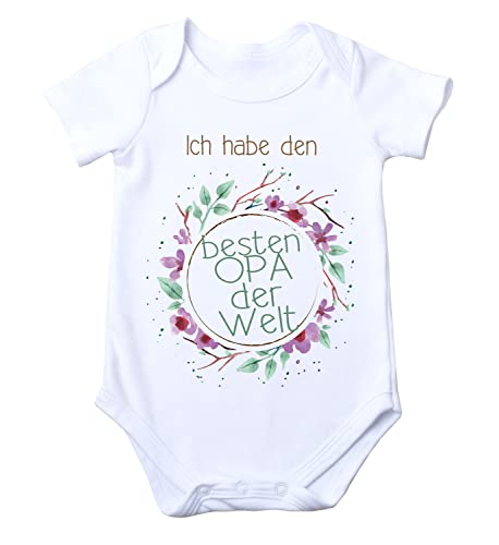 WarmherzIch kurzarm Baby Body Ich habe den besten Opa der Welt Babybody für Jungen und Mädchen Geschenk für Opa, 0-3 von WarmherzIch