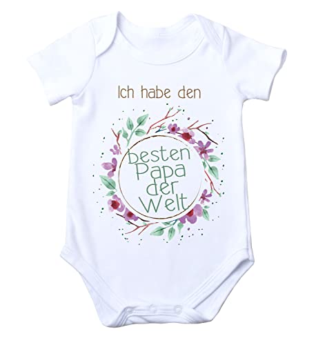 WarmherzIch kurzarm Baby Body Ich habe den besten Papa der Welt Babybody für Jungen und Mädchen Geschenk zum Vatertag, 3-6 von WarmherzIch