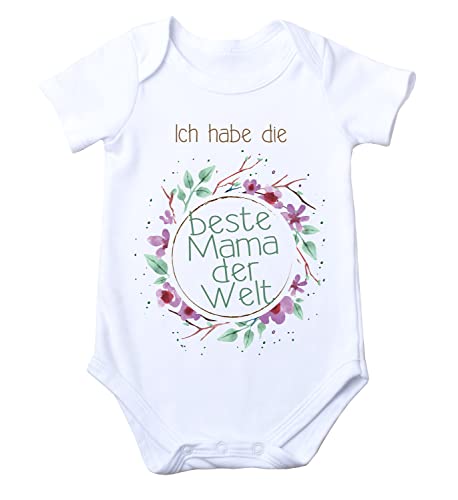 WarmherzIch kurzarm Baby Body Ich habe die beste Mama der Welt Babybody für Jungen und Mädchen Geschenk zum Muttertag, 0-3 von WarmherzIch