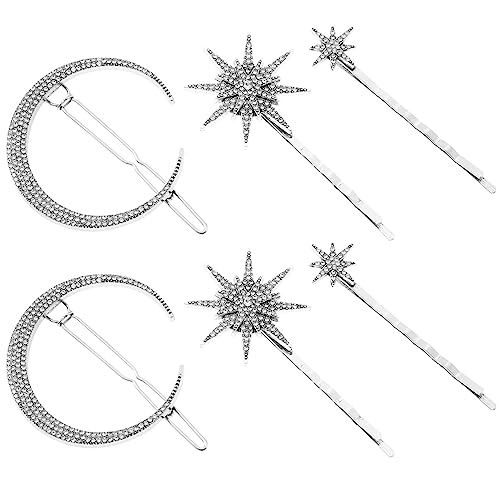 Warmhm 2 Sets Niedliche Metall Dekorative Haarnadel Mode Haarnadel Strass Kopfbedeckung Für Frauen Mädchen Styling (Silber) von Warmhm