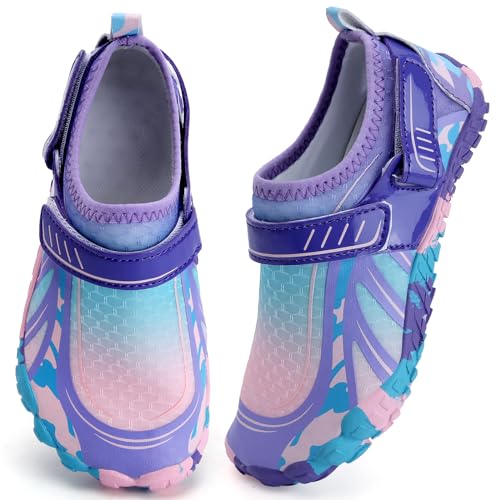 Barfußschuhe Kinder Barfussschuhe Wasserschuhe Mädchen Badeschuhe Barfuß Schuhe Aquaschuhe Schwimmschuhe Strandschuhe rutschfeste Schnell Trocknend（Violett 30） von WateLves