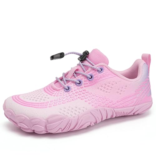 Barfußschuhe Wasserschuhe Kinder Jungen Mädchen Kinder Aqua Schwimmen Nass Riff Schuhe für Strand Pool Wasser Sport Non-Slip Schnell Trocknen(Rosa-Violett 29) von WateLves