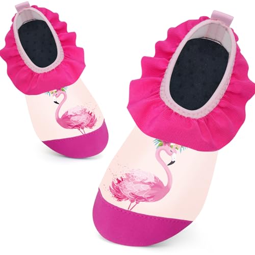 Kinder Badeschuhe Schwimmschuhe Wasserschuhe Mädchen Baby Strandschuhe Aquaschuhe Schnell Trocknend für Beach Pool(Flamingos Rosa28/29) von WateLves