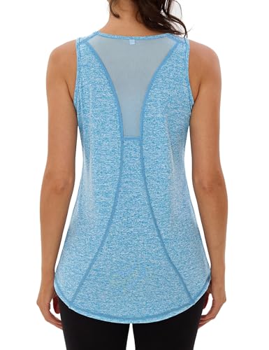 Wayleb Sporttop Damen Yoga Tanktop Mesh Rücken Ärmelloses Sport Oberteil Laufen Fitness Funktions Gym Activewear-Tanktops, Himmelblau L Wayleb Sporttop Damen Yoga Tanktop Mesh Rücken Ärmelloses Sport Oberteil Laufen Fitness Funktions Gym Activewear-Tanktops, Himmelblau L von Wayleb