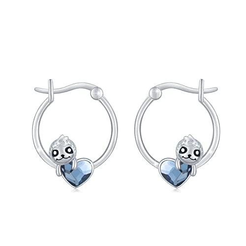 Faultier Ohrringe Damen 925 Sterling Silber Faultier Creolen Ohrringe Blau Kristall Tier Faultier Schmuck Geschenk für Mädchen Kinder 18 mm von Waysles