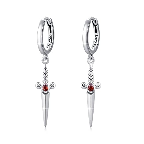 Schwert Ohrringe Hängend 925 Sterling Silber Schwert Creolen Ohrringe Dolch Ohrhänger Halloween Gotische Schwert Schmuck für Frauen Männer Herren von Waysles