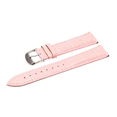 WchsTUmpxN 12/14/16/18/19/20/21/22/24 mm, buntes Echtleder-Bambusmuster, Armband for Herren und Damen, wasserdicht, Ersatz for Handgelenk (Color : Pink Watchband With Silver Buckle, Size von WchsTUmpxN