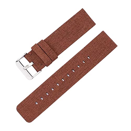 Universelles Armband, 12–22 mm, for Herren und Damen, in Bonbonfarben, gewebtes Nylon-Leinwand-Uhrenarmband, Ersatz, elegantes Schweißabsort-Armband ( Color : Brown silvery Clasp , Size : 22mm ) von WchsTUmpxN