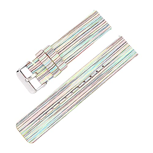 Universelles Armband, 12–22 mm, for Herren und Damen, in Bonbonfarben, gewebtes Nylon-Leinwand-Uhrenarmband, Ersatz, elegantes Schweißabsort-Armband ( Color : Rainbow silvery Clasp , Size : 18mm ) von WchsTUmpxN