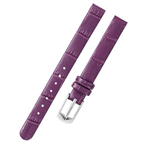 Universelles Armband, 8 mm/10 mm silberne Edelstahl-Dornschließe for Damen und Herren, weiches, schlichtes, mattes Leder-Uhrenarmbänder mit Installationswerkzeug ( Color : Purple , Size : 10mm ) von WchsTUmpxN