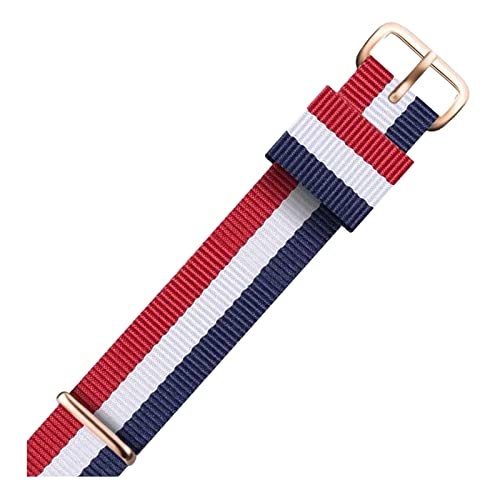 Universal-Armband, 12–22 mm, Nato-Militärsport-Nylon-Uhrenarmband, Handschlaufe, Herren, Nationalflagge, Streifendruck, Schweißabsortierung, Uhrenarmbänder ( Color : Type 1 Rosegold Clasp , Size : 13m von WchsTUmpxN