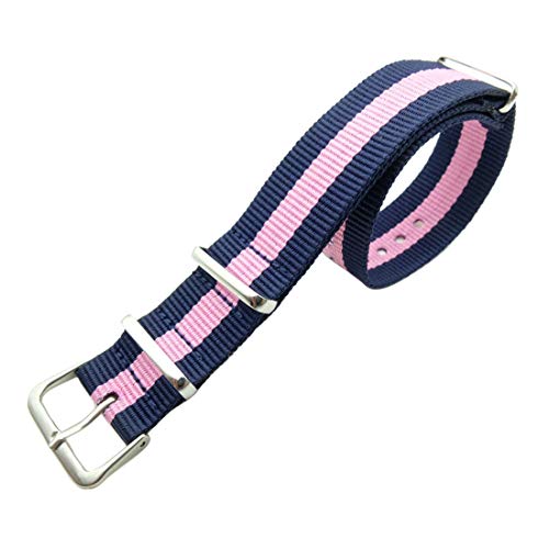 WchsTUmpxN Universelles Armband, 18 mm/20 mm gewebtes Nylon-Nato-Armband, einteilige Uhrenarmbänder for Damen und Herren, Uhrenarmband, Armband-Zubehör, Ersatz (Color : Blue Pink, Size : 18mm) von WchsTUmpxN