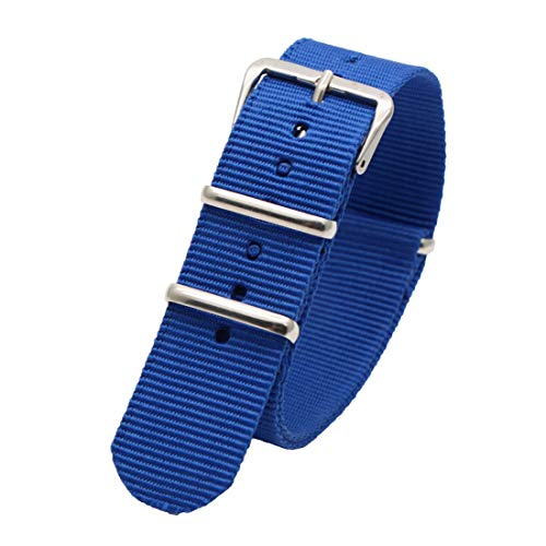 WchsTUmpxN Universelles Armband, 18 mm/20 mm/22 mm/24 mm NATO-Nylonarmband, silberne Dornschließe, Sport-Armbanduhr for Herren und Damen, wasserdichtes Uhrenzubehör (Color : Blue, Size : 24mm) von WchsTUmpxN