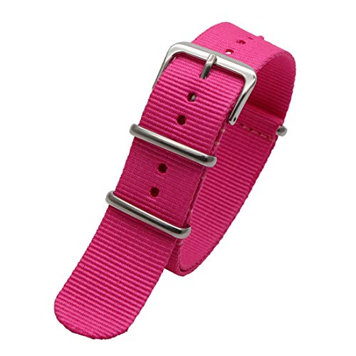 WchsTUmpxN Universelles Armband, 18 mm/20 mm/22 mm/24 mm NATO-Nylonarmband, silberne Dornschließe, Sport-Armbanduhr for Herren und Damen, wasserdichtes Uhrenzubehör (Color : Pink, Size : 22mm) von WchsTUmpxN