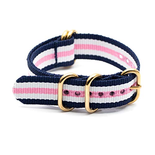 WchsTUmpxN Universelles Armband, 18 mm/20 mm/22 mm Nylonband, einteiliges verstellbares Armband, NATO-Herren-Sportarmband-Zubehör (Color : 2blue 2white 1pink, Size : 22mm) von WchsTUmpxN