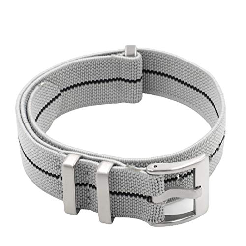 WchsTUmpxN Universelles Armband, Nylon-NATO-Armband, elastischer Gürtel, Uhrenarmband, 18 mm/20 mm/22 mm, Uhrenarmband, einteiliger Armband-Ersatz (Color : 3black 2gray, Size : 18mm Silver Buckle) von WchsTUmpxN