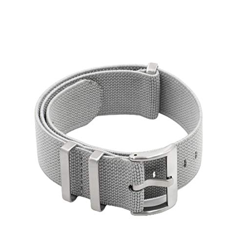 WchsTUmpxN Universelles Armband, Nylon-NATO-Armband, elastischer Gürtel, Uhrenarmband, 18 mm/20 mm/22 mm, Uhrenarmband, einteiliger Armband-Ersatz (Color : Gray, Size : 18mm Silver Buckle) von WchsTUmpxN