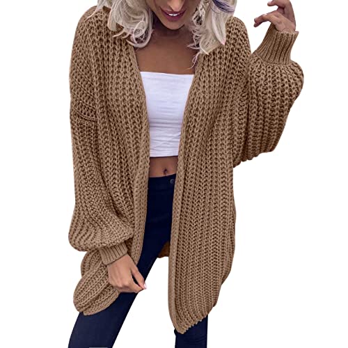 Damen Pullover -Druckmantel, vorne offen, leichte Strickjacke, ärmellos, lockere Oberbekleidung mit Taschen Langarm Top Cardigan Damen Sweat Damen Strickjacke Strickmantel mit Kapuze Taschen Knöpfe von Wdgfv