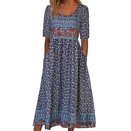 Only Kleider Damen Blumen Damen Lässiges, lockeres, langärmeliges, einfarbiges Kleid mit Kapuze Kleid Eng Glitzer Kleider Damen Knielang Sommerkleid Damen Hellblau Sommerkleid Kurzarm von Wdgfv