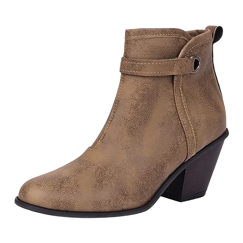 Wdgfv Cowboy Stiefeletten Damen 42 Damen Sommer einfache einfarbige äußere dicke Unterseite offene Zehen Strand große Sandalen Hausschuhe Damenschuhe 43 44 Absatz Damen Plateau Boots Braun von Wdgfv