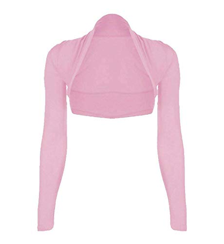 Damen Übergröße Einfarbig Langärmelig Bauchfrei Damen Bolero Schulterjäckchen Strickjacke Top - Rosa, ML 40-42 von WearAll