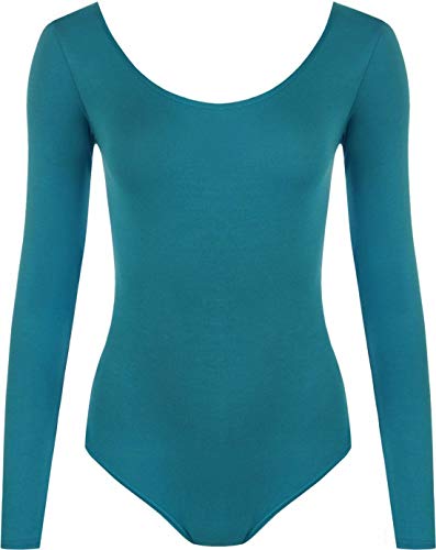 WearAll - Damen Body elastisch Langarm Bodysuit Top - Teal - 40-42 von WearAll