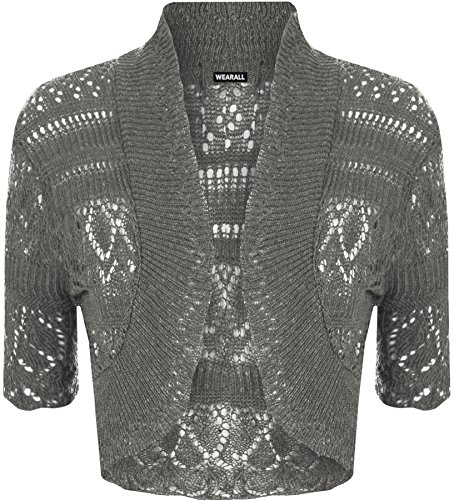 WearAll - Damen Bolero Gestrickt Kurzarm - Holzkohle - 40-42 von WearAll