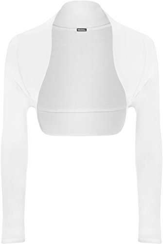 WearAll - Damen Bolero Langarm Top - Weiß - 36-38 von WearAll