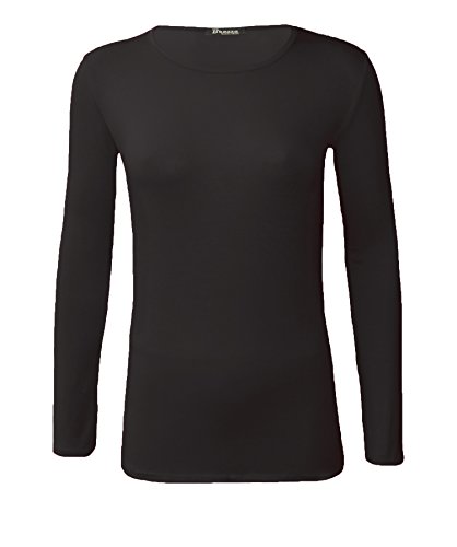 WearAll Damen Langarm T-Shirt Top Damen Größe 36-40, Farbe: Schwarz., XX-Large Plus von WearAll