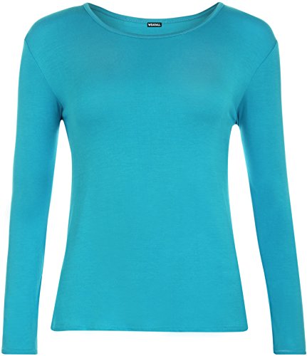 WearAll Damen Langarm T-Shirt Top Damen Größe 36-40, Türkis, XX-Large Plus von WearAll