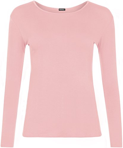 WearAll Damen Langarm-T-Shirt, Größe 34-40, babyrosa, 3XL von WearAll