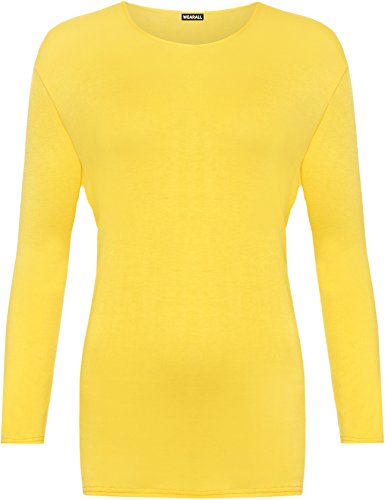 WearAll Damen-Langarm-T-Shirt, Übergrößen, gelb, 46-48 von WearAll