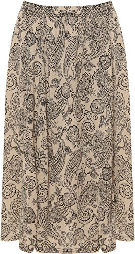 WearAll Damen-Midirock mit Blumenmuster, elastisch, Größe 44-76, Paisley-Stein, 50/52/Große Größen von WearAll