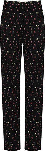 WearAll Damen Plus Blumen Druck Leggings Hose Damen Elastische Voll Länge Hose - Schwarz - 42 von WearAll