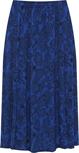 WearAll Damen Rock mit elastischem Taillenbund für Damen, bedruckt, Größe 40-54, Paisley Royal, 50/52/Große Größen von WearAll