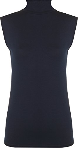 WearAll - Damen Rollkragen Elastisch Ärmellos Unterhemd Bodycon Top - Marine - 40-42 von WearAll