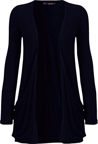 WearAll - Damen Strickjacke mit langen Ärmeln, mit Taschen, Gr. 34-54, marineblau, XL von WearAll