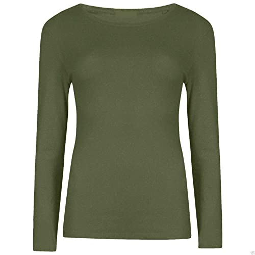 WearAll - Damen T-Shirt Langarm Top - Khaki - 36-38 von WearAll